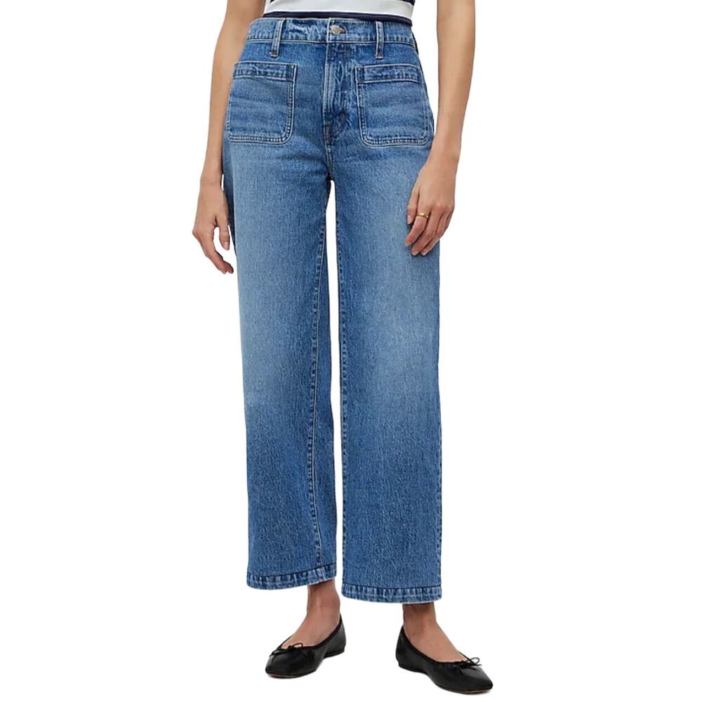 Madewell Perfect Vintage Wide Leg Jeans Patch Pocket Faded Medium Wash Size 29
